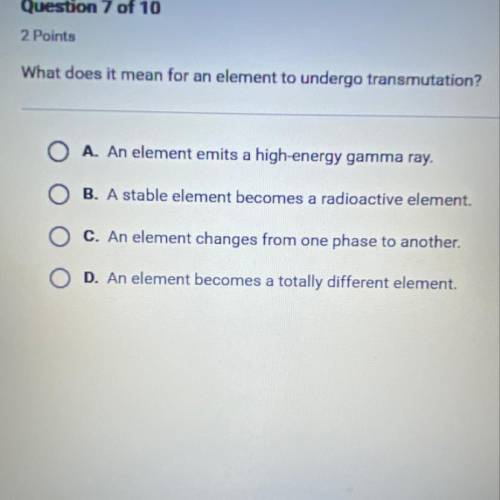 What does it mean for an element to undergo transmutation