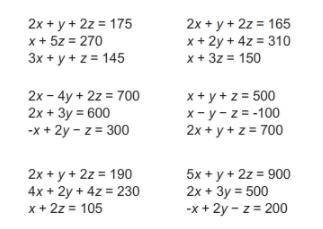 Identify each system of linear equations that has an inverse for its coefficient matrix.