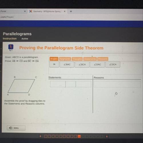 Proving the Parallelogram Side Theorem Try it Given: ABCD is a parallelogram. Prove: AB CD and BC D