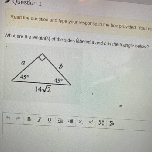 What are the length(s) of the sides labeled a and b in the triangle below?