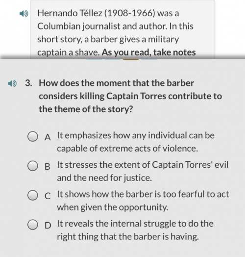 How does the moment that the barber considers killing Captain Torres contribute to the theme of the