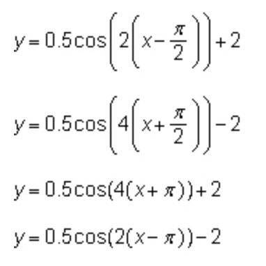 Which of the following could be the equation of the function below? On a coordinate plane, a curve