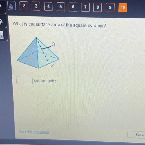 What is the surface area of the square pyramid? PLEASE HELP ASAP I WILL GIVE BRAINLIST