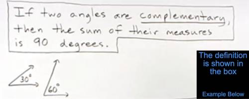 
What is true about ﻿COMPLEMENTARY﻿﻿ angles?
