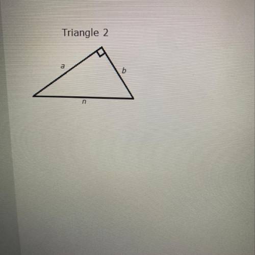 Since triangle two is a right triangle write and equation applying the Pythagorean theorem to the t
