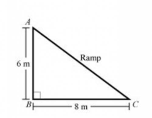 Can someone help me with this question? What is the length, in meters, of the ramp, line segment AC