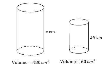 Two similar cylinders have volumes of 480cm3 and 60cm3. Find the fully simplified ratio of the volu