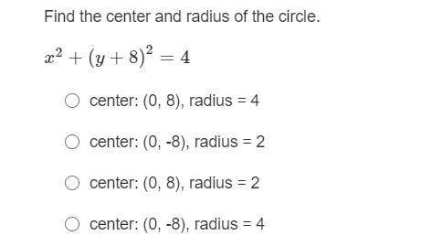(19 POINTS!) FIND THE CENTER AND RADIUS OF THE CIRCLE