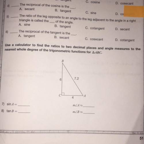 Really need help with 7) and 8)  PLEASE HELP!!! (30 points)