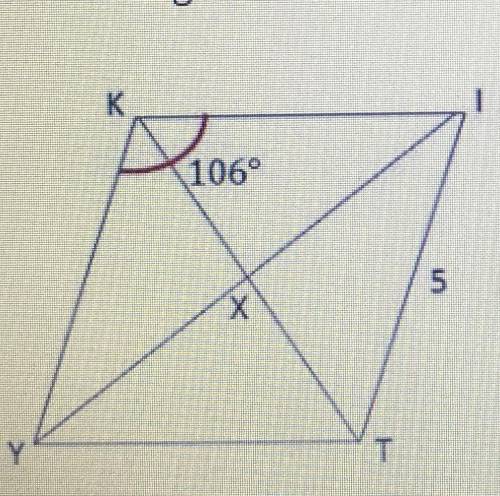 Find angle TYK if KITY is a rhombus