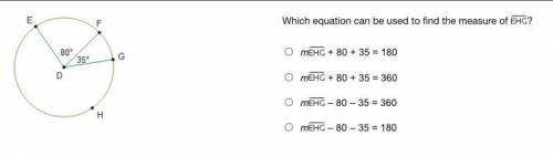 Which equation can be used to find the measure of Arc EHG?