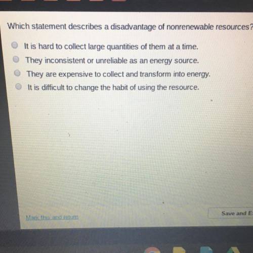 Which statement describes a disadvantage of nonrenewable resource? HURRY