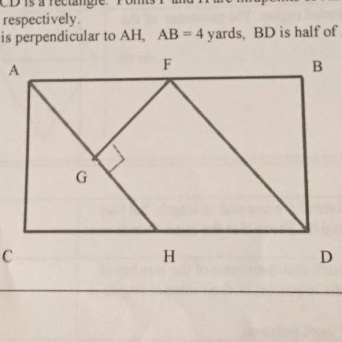 Find the area enclosed by GFDH  ABCD is a rectangle. Points F and H are midpoints of AB and CD resp