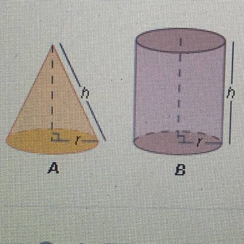 The lateral surface area of cone A is exactly 1/2 the lateral surface area of cylinder B. true or f