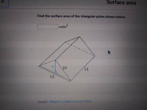 Find the surface area of the triangular prism shown below.