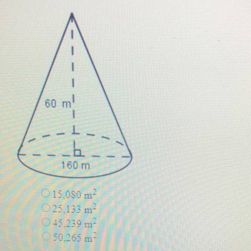 What is the lateral area of the cone to the nearest whole number? The figure is not drawn to scale.