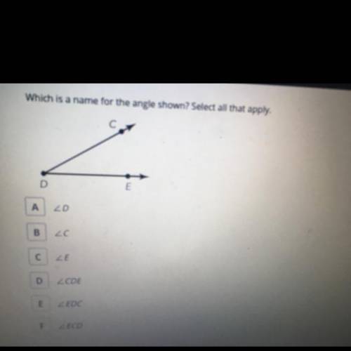 Which is a name for the angle shown? Select all that apply