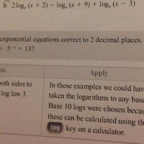 If you're good at logarithms please help me with question h and show full working out ty ;)