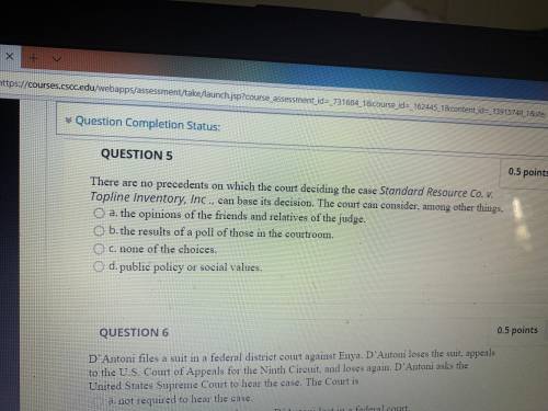 Does anyone know the answer for question 5