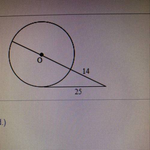 Find the diameter of circle O. A line that appears to be tangent is tangent