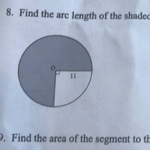 What is the arc length of the shaded region to the nearest tenth?