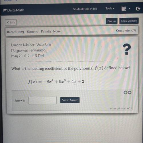 What is the leading coefficient of the polynomial f(x) defined below?