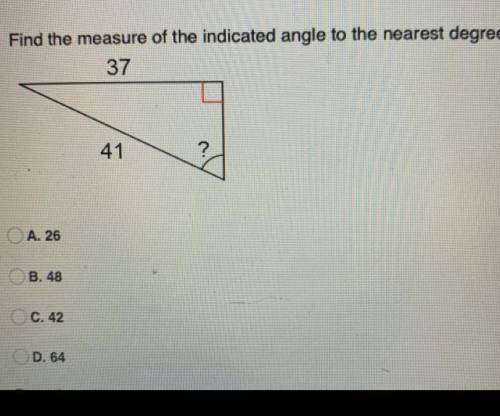 Can someone help me find the measure of the indicated angle to the nearest degree pls?