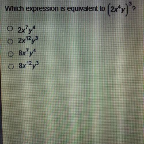Which expression is equivalent to (2x to 4 y) 3 exponent?
