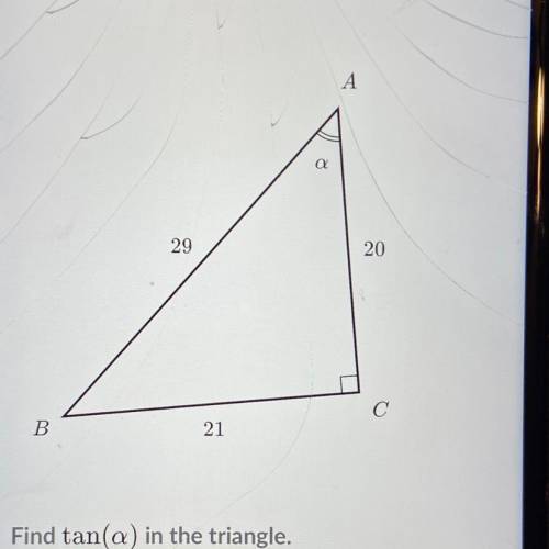 Find tan a in the triangle