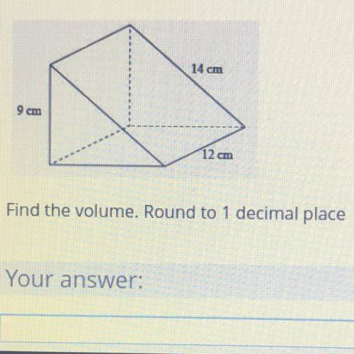 Find the volume of the triangular prism. Round to 1 decimal place