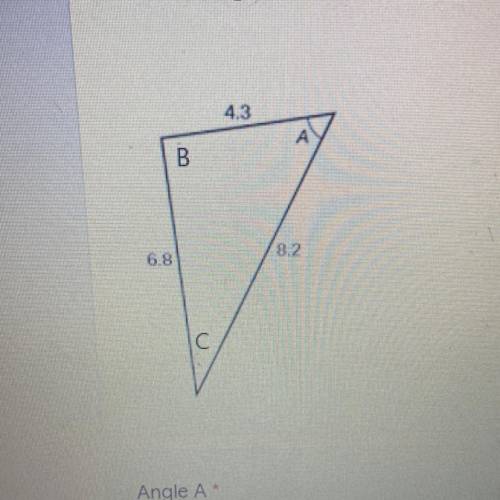 Use the image below to solve for the missing angles (round to the nearest tenth) I need angle A,B,