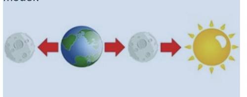 What moon phases are present in the model? a. New Moon and Full Moon b. 1st Quarter and 3rd Quarter