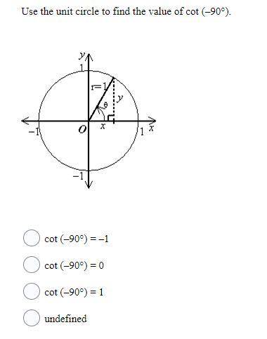 BRAINLIEST!!! 2. Use the unit circle to find the value of cot (–90°).