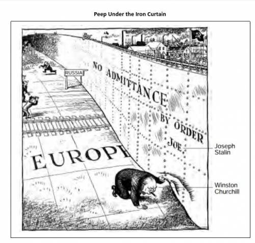 Explain the geographic context for the historical development/event shown in this 1946 cartoon. [ge