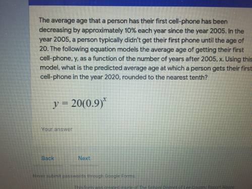 PLEASE HELP 10 points!! - (See attached pic for question)  y = 20(0.9) to the pow