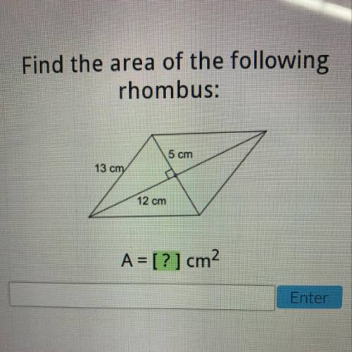 Find the area to the rhombus