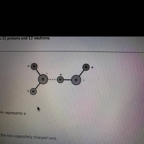 The dotted line between 0- and H+ represents a A) covalent bond between the two oppositely charged