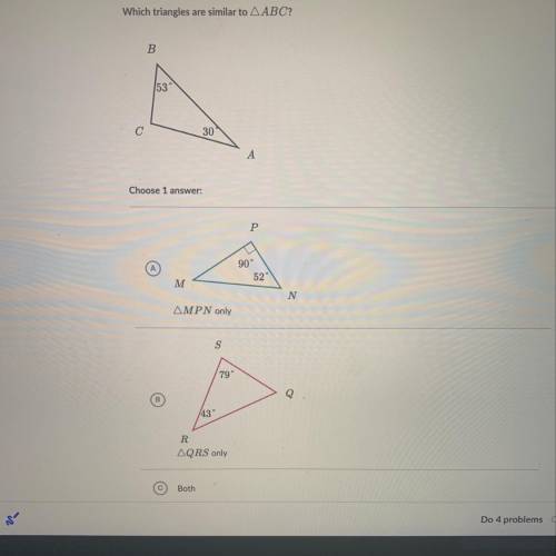 Which triangles are similar to ABC? or d. neither