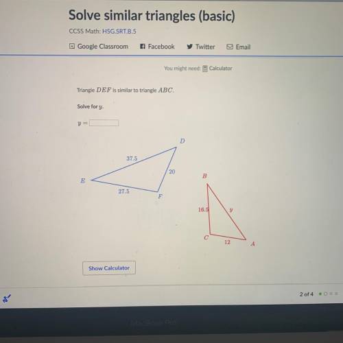 Solve similar triangles