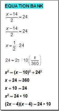 Which equation can be used to solve for x?
Choose from the Equation Bank!