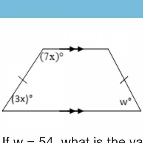 If w = 54 what is the value of x