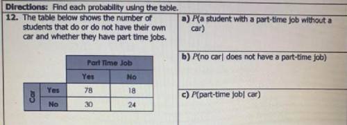The table below shows the number of students that do or do not have their own car and whether they