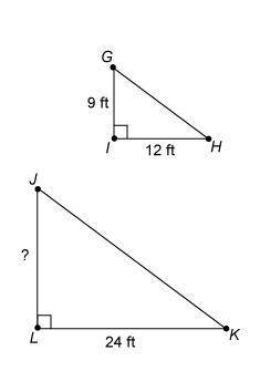 Wiil mark bianleast plz plz hlpe

Triangles GHI and JKL are similar.What is the length of ?12 ft18