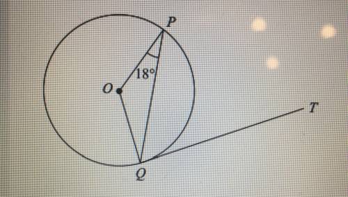 In the diagram below, P and Q are points on a circle with centre O.

PQT is a tangent to the circl