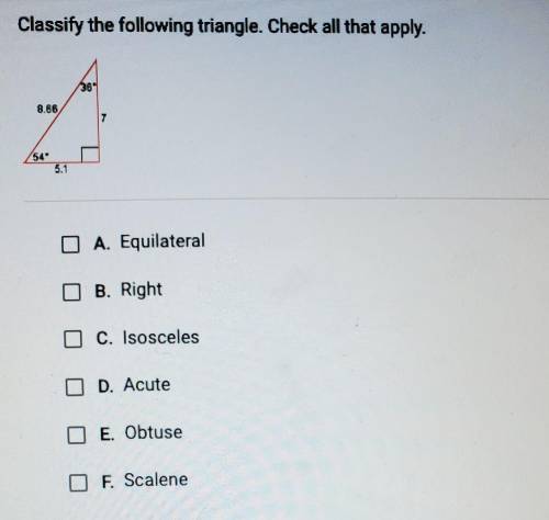 Classify the following triangle 8.66, 5.1, 7