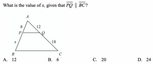 What is the value of x, given that PQ||BC?
