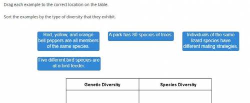 ASAP / IMAGE LINKED:

Sort the examples by the type of diversity that they exhibit.
Red, yellow, a
