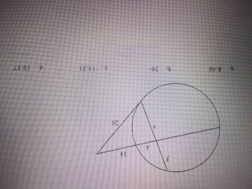 The figure consists of a chord, a secant, and a tangent to the circle. The diagram is not drawn to