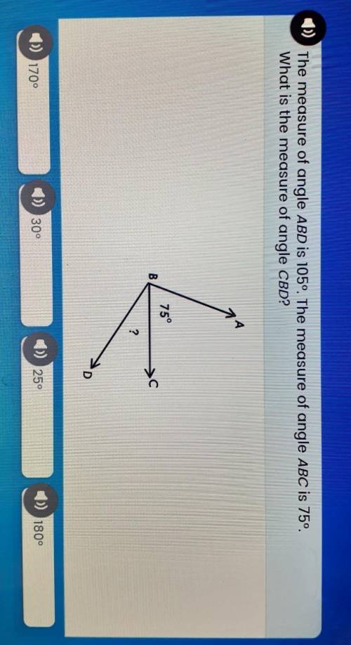 The measure of angle ABD is 105º. The measure of angle ABC is 75º.

What is the measure of angle C