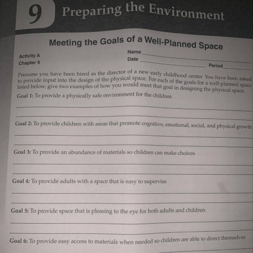 9.Preparing the Environment

Meeting the Goals of a Well-Planned Space
Presume you have been hired